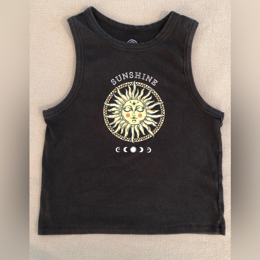 Social Culture muted black ribbed tank, size XL